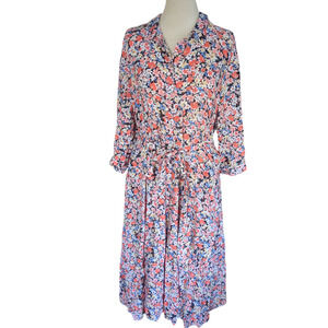 2X Terra & Sky plus size orange floral button down women's dress #21